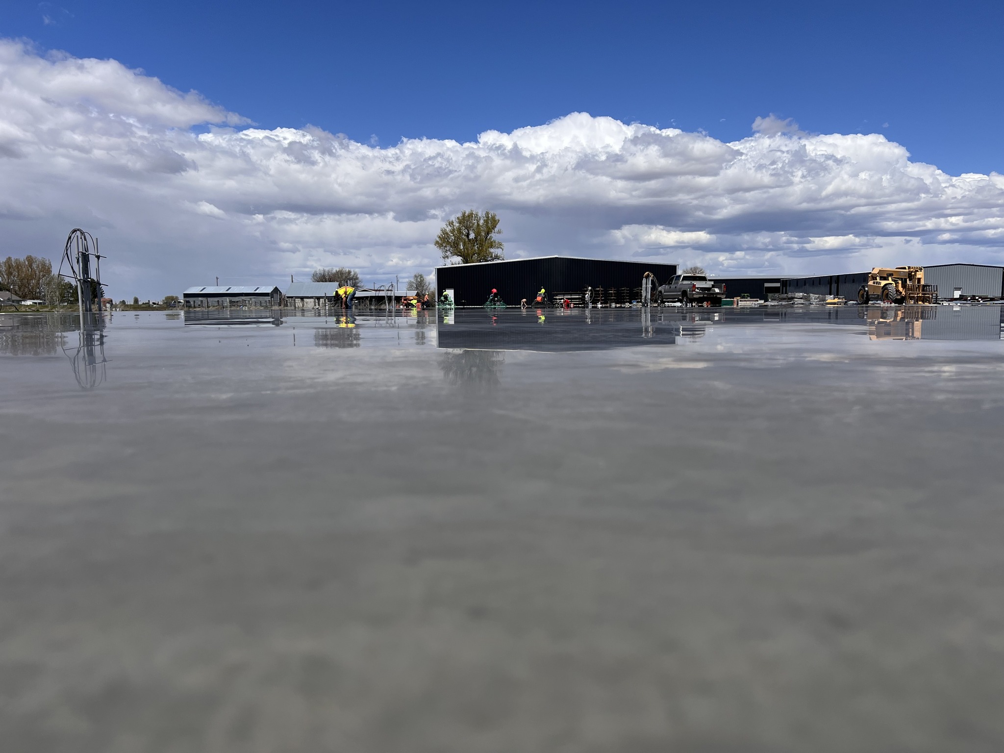 Commercial slab finish on active job site